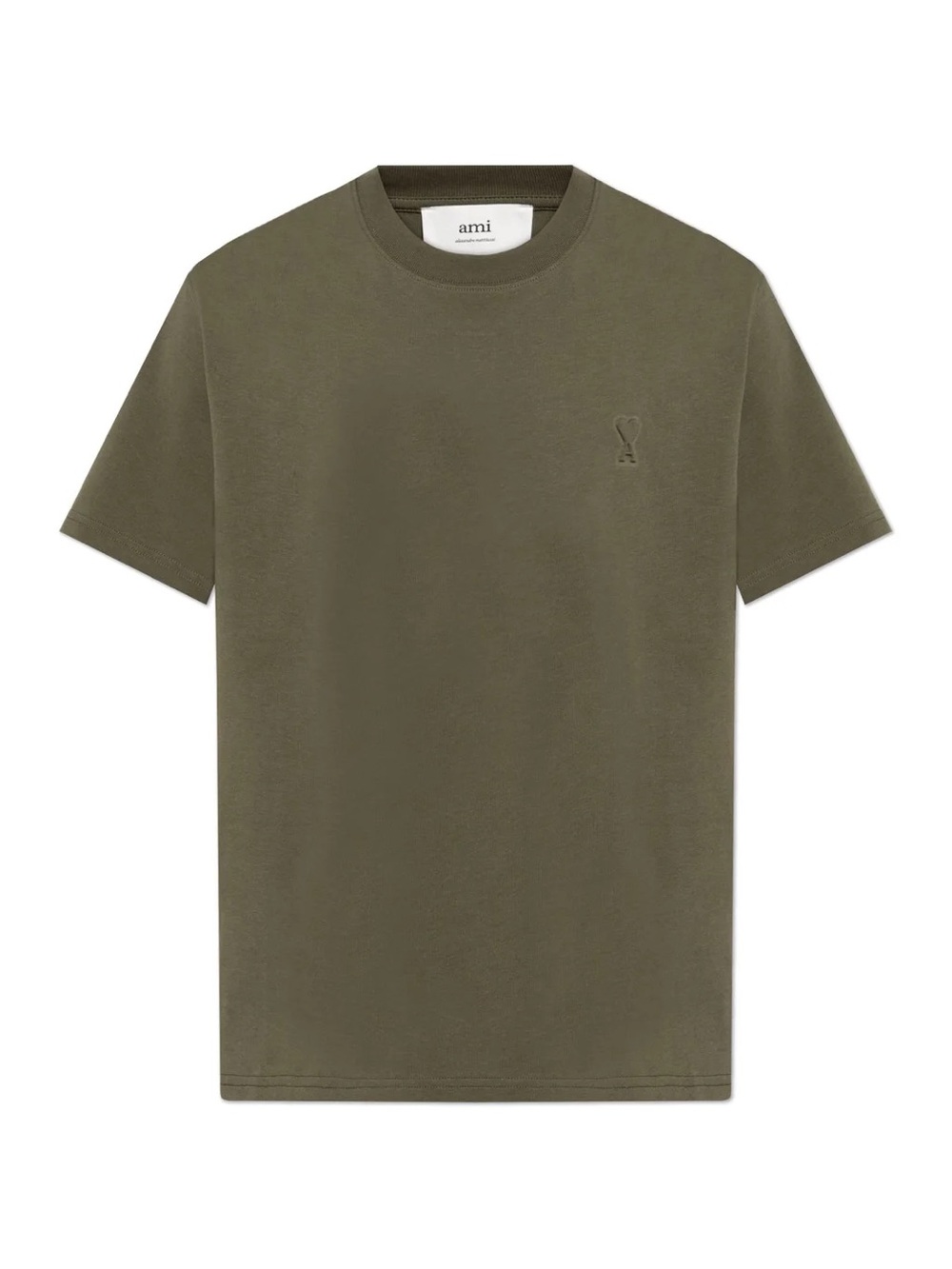 AMI Tonal De Coeur T Shirt in Olive Green